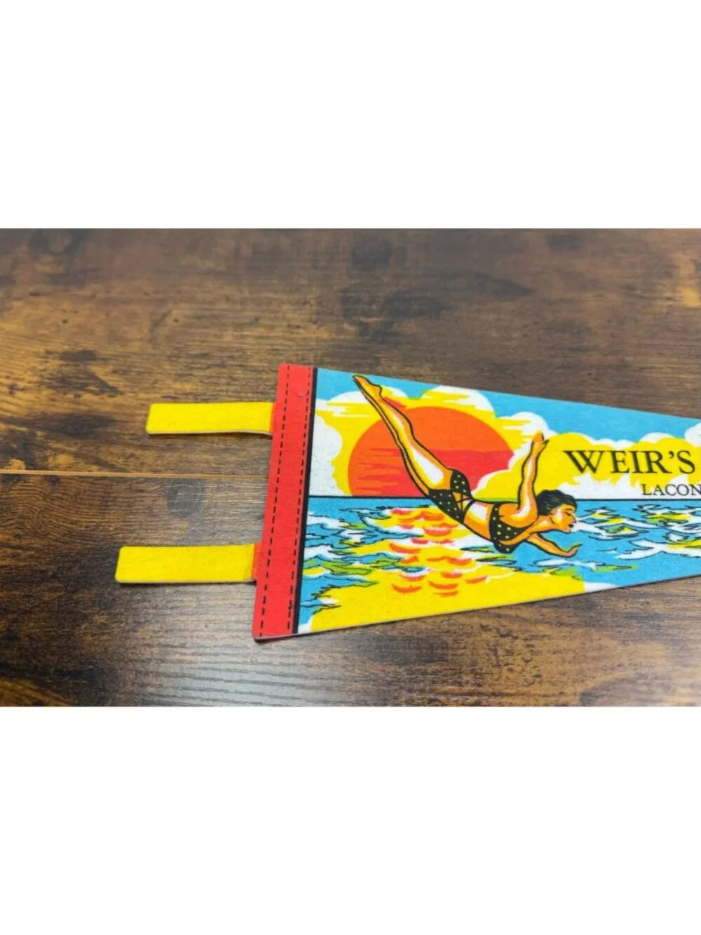 Vintage Weir's Beach Laconia N.H. Souvenir Felt Pennant 14.5 inches